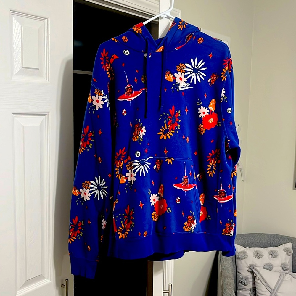 Unique Rare Blue Graphic Nike Hoodie Sweatshirt for Men